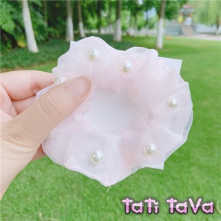 (Video)Hot  Cột tóc srcunchies voan hạt châu Tatitava