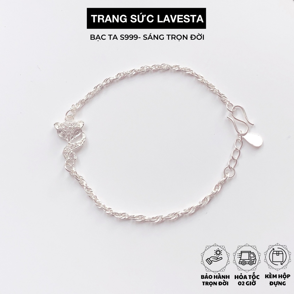 Lắc tay nữ bạc ta S999 nguyên chất Lavesta SUN589 mặt hồ ly đính pha lê lấp lánh thu hút may mắn, tình duyên