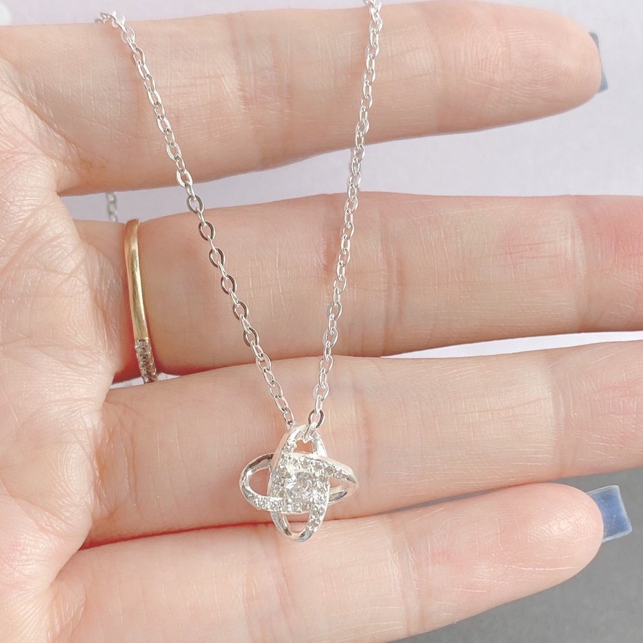 Dây chuyền bạc nữ mặt đính đá, chất liệu bạc ta cao cấp - Trang sức bạc Evasilver