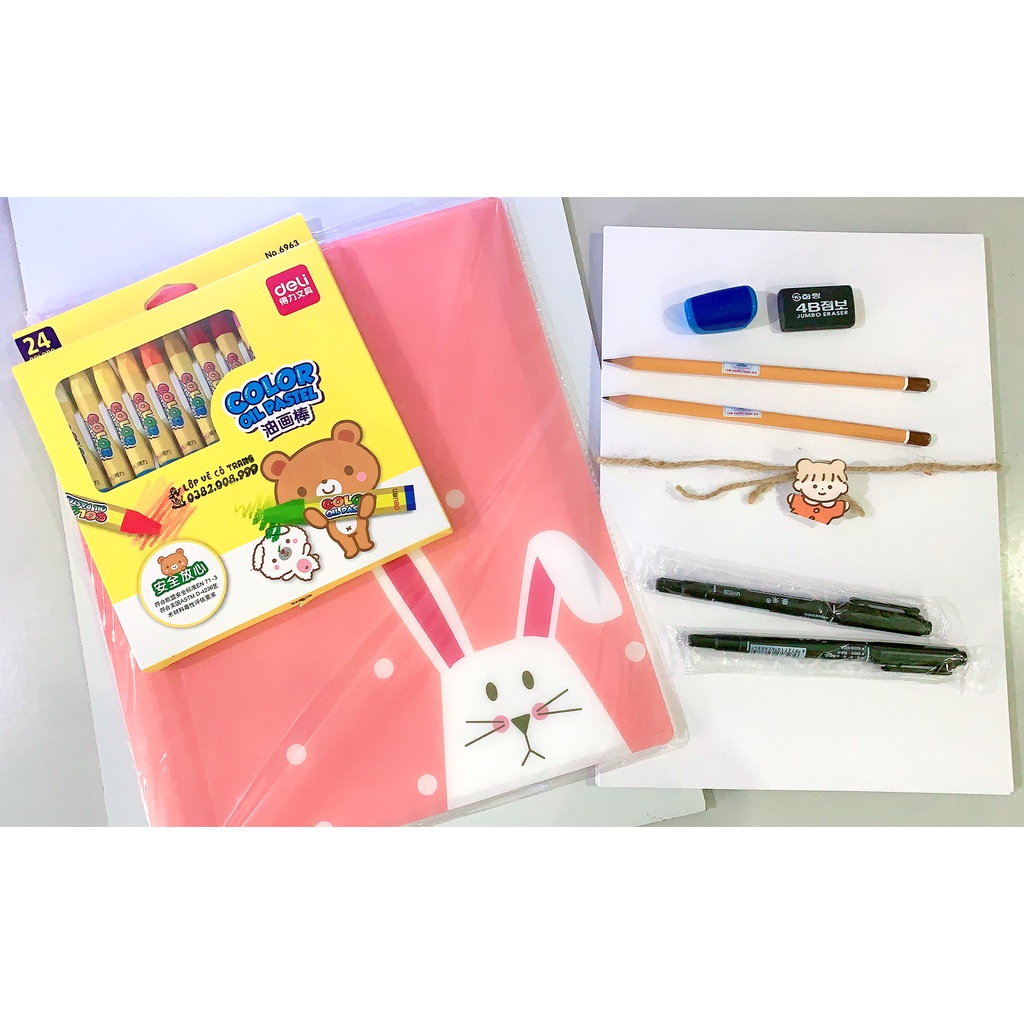 Set hoạ cụ đồ dùng học vẽ cơ bản cho bé tự học tại nhà có kèm hướng dẫn sử dụng của Cô Trang Họa Sĩ