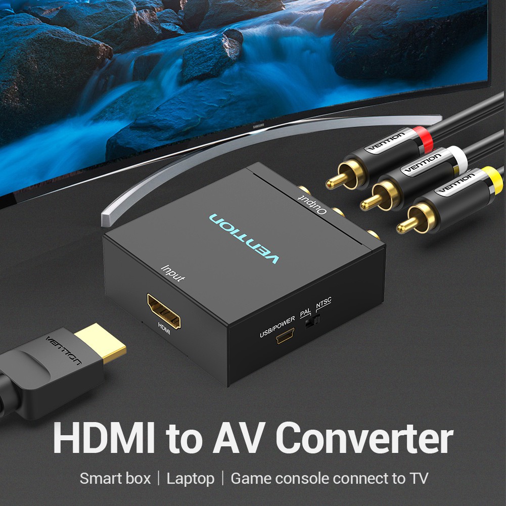 Hộp Chuyển Đổi HDMI Sang AV Vention Thông Minh Cho Laptop / Máy Chơi Game Kết Nối TV 1080P