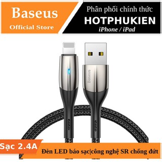 Dây cáp sạc nhanh Lightning dài 2M hiệu Baseus Vertical cho iPhone / iPad trang bị đèn LED, sạc nhanh 2.4A - Chính Hãng
