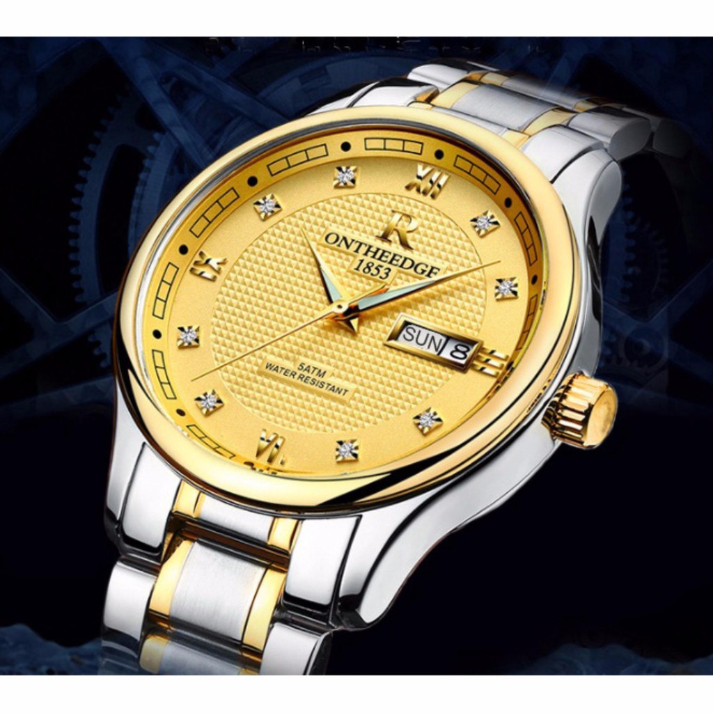 Đồng hồ nam ONTHEEDGE 1853 RZY025 - Mặt vàng, dây demi