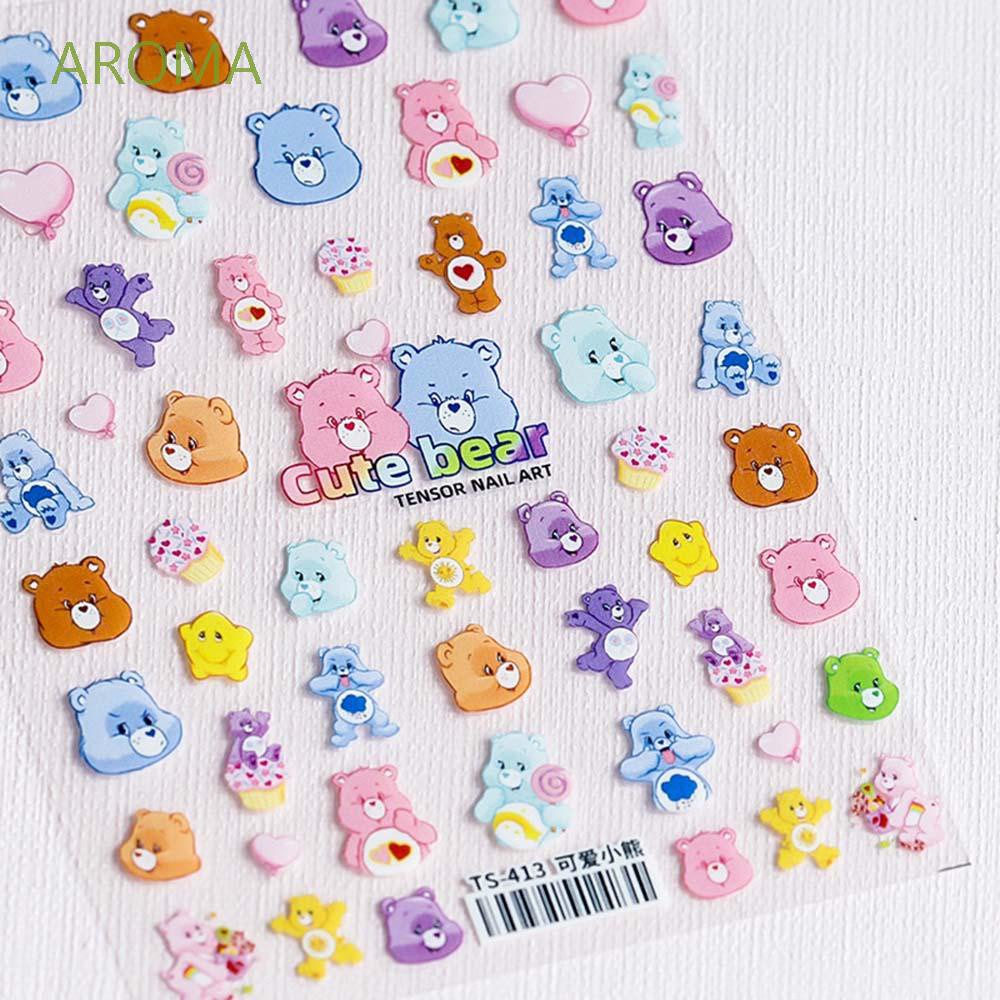 [Hàng mới về] Miếng dán móng tay hình gấu 5d siêu mỏng trong suốt phong cách Nhật Bản độc đáo