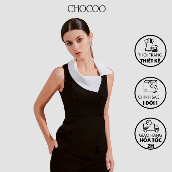 Áo kiểu nữ công sở CHOCOO Grover Top thiết kế lá cổ vải siêu len ép keo xẻ tà cá tính