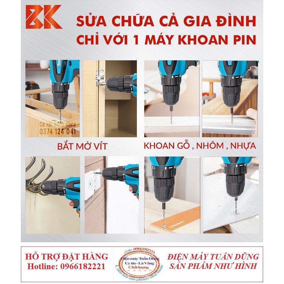 Máy khoan pin, bắn vít MKT 12V - Tặng bộ phụ kiện 24 chi tiết – Máy Bắt Vít 12V