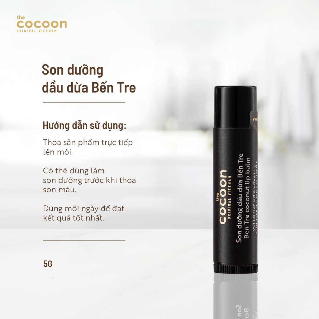 Son dưỡng môi dầu dừa bến tre the cocoon cấp ẩm, chống nứt nẻ môi 5g