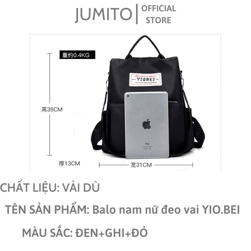Balo nam nữ đeo vai đi học đi chơi YIO.BEI chống thấm siêu xinh JUMITO SL984