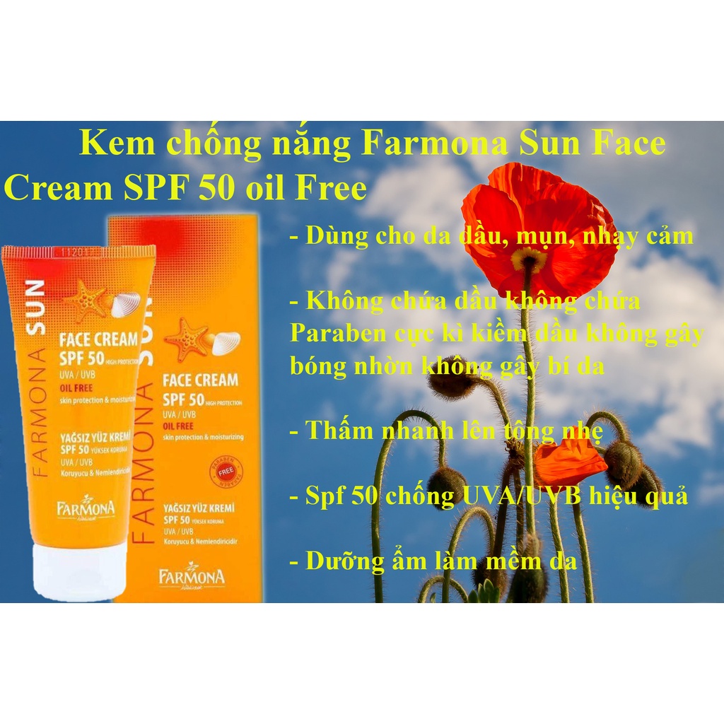 Kem Chống Nắng Da Dầu FARMONA SUN FACE CREAM SPF 50 OIL FREE