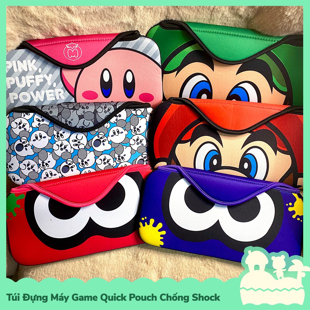 [Sẵn VN - NowShip] Phụ Kiện Túi Vải Quick Pouch Đựng Máy Game Nintendo Switch NS Mario, Luigi, Splatoon, Kirby