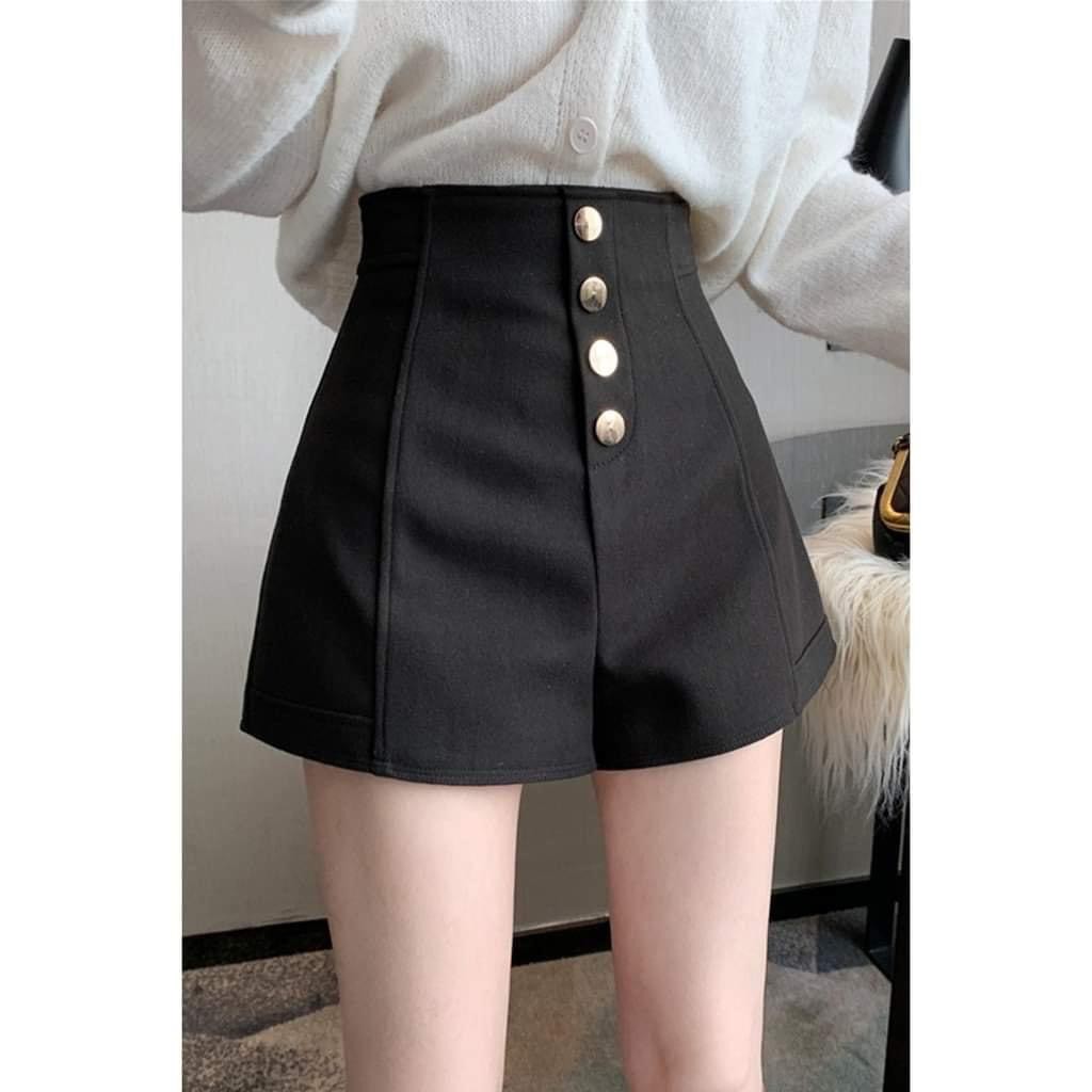 Quần Đùi Nữ Cạp Cao Khóa Sườn 4 Cúc Trước