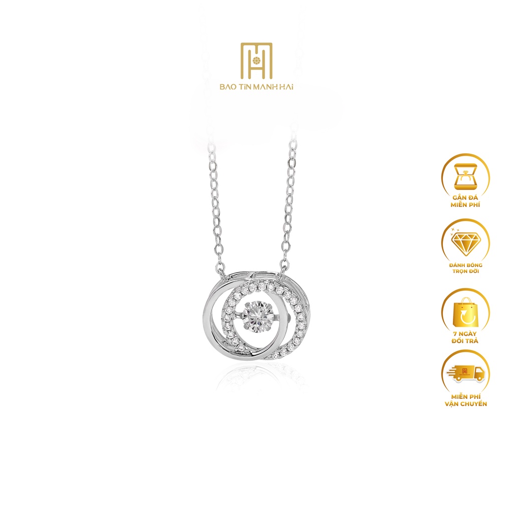 Dây chuyền bạc xi cao cấp hình mặt trời đan xen gắn đá phong cách HQ trẻ trung DB11 Bảo Tín Mạnh Hải