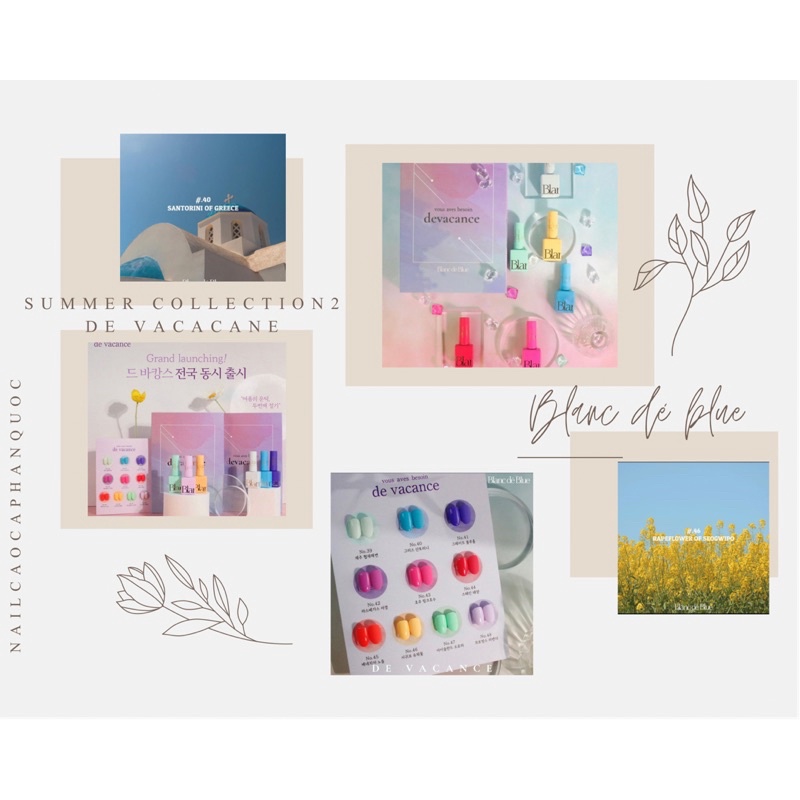 Chính hãng- FreeshipBộ sản phẩm Blanc dé blue sơn gel cao cấp Hàn Quốc summer collection 2 Devacance (10 chai)