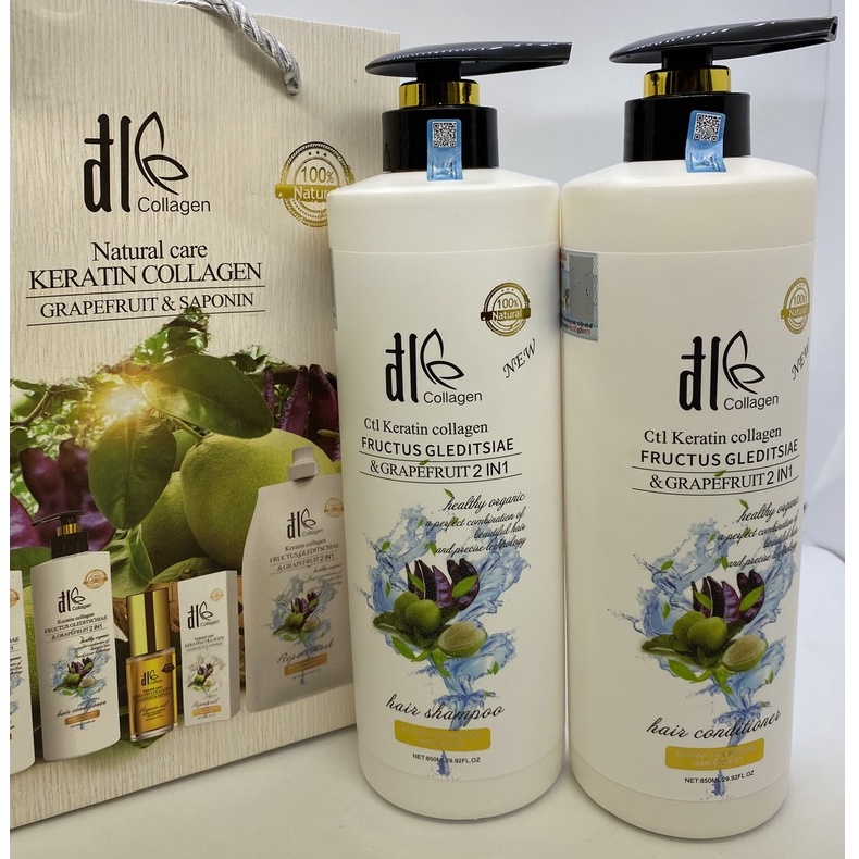 [HÀNG CÔNG TY]Dầu Gội Xả Bưởi Bồ Kết DL COLAGEN Ngăn Ngừa Rụng Tóc 850ML*2