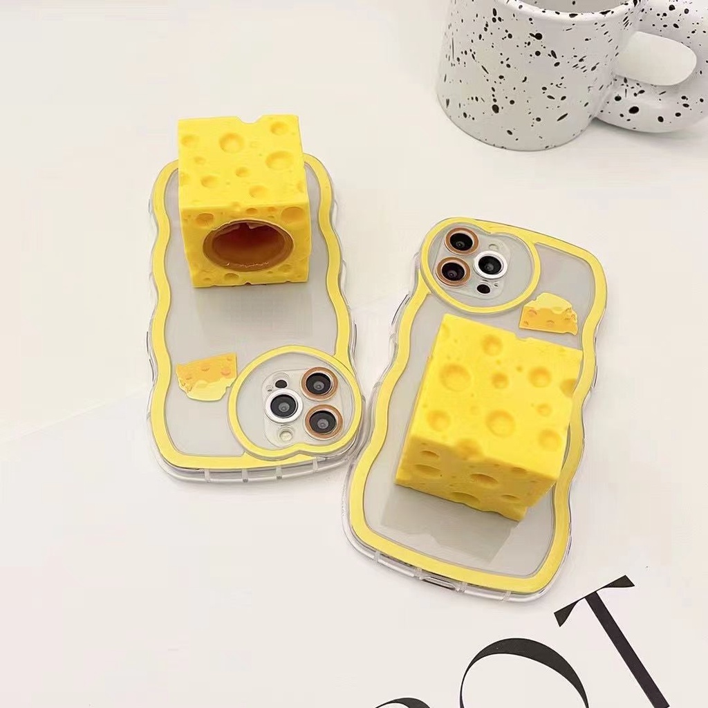 Ốp Điện Thoại Trong Suốt Họa Tiết Phô Mai/Chuột Dễ Thương Vui Nhộn Cho IPhone X XR XS Max 11 12 13 Pro Max
