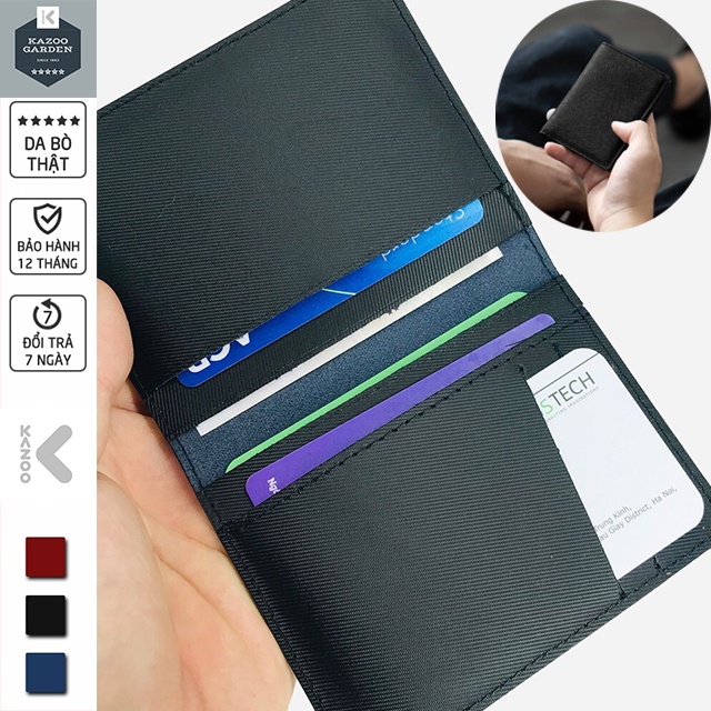 Ví Nam Da Mini Đựng Thẻ ATM, Namecard Da Bò Nhỏ Gọn Thời Trang Nam Nữ KAZOO VS22 Bảo Hành Da 12 Tháng