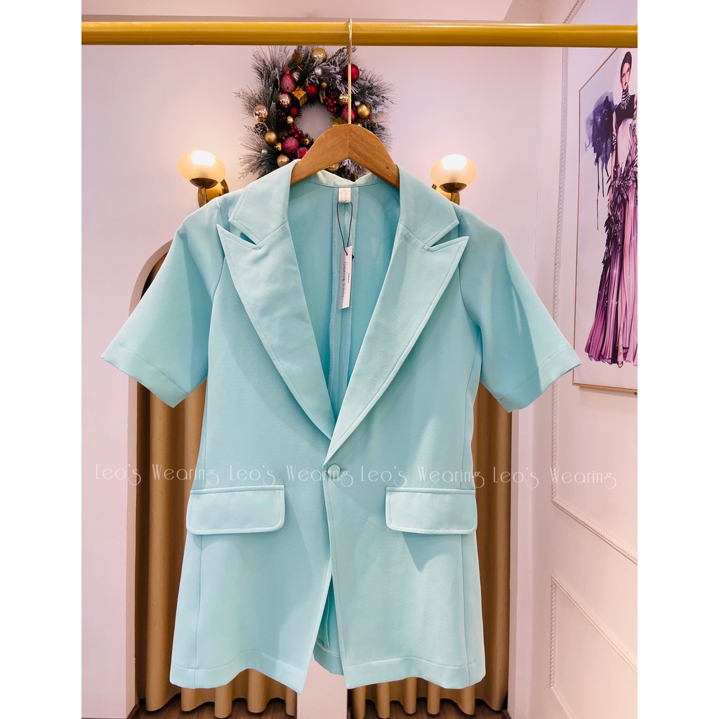 Áo blazer nữ tay ngắn form rộng công sở LEOSWEARING phong cách Hàn Quốc A03 | WebRaoVat - webraovat.net.vn