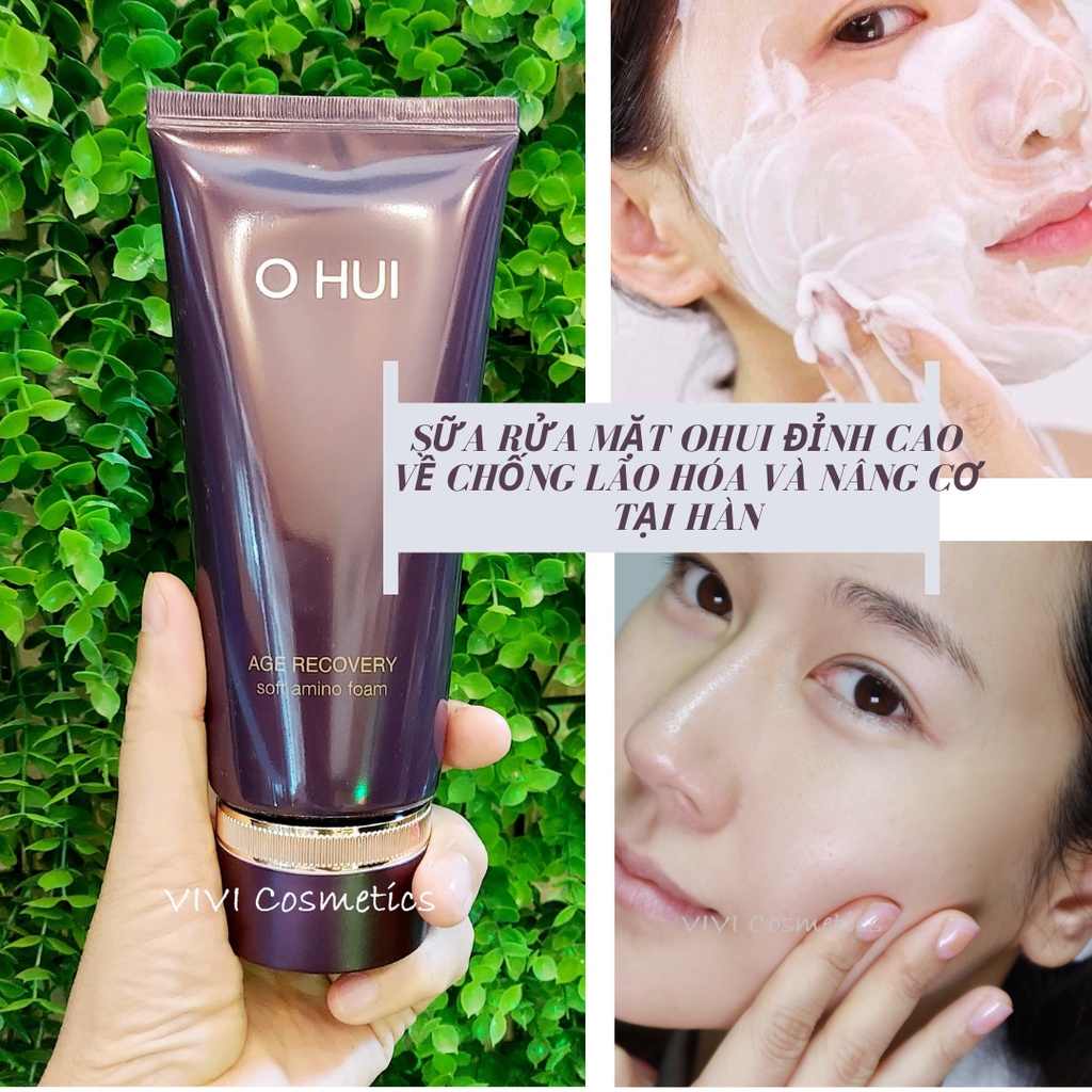 Sữa rửa mặt O HU I tím nâng cơ chống nhăn Age Recovery Soft Amino Foam 180ML_Tách set không hộp