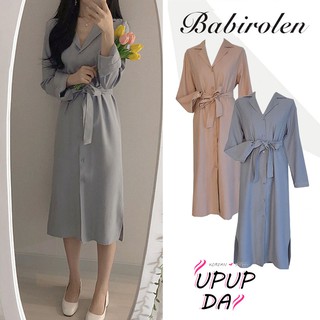 Đầm Sơ Mi Dáng Dài Cài Một Hàng Nút Nhấn Eo Phong Cách Hàn Quốc Thanh Lịch Cho Nữ