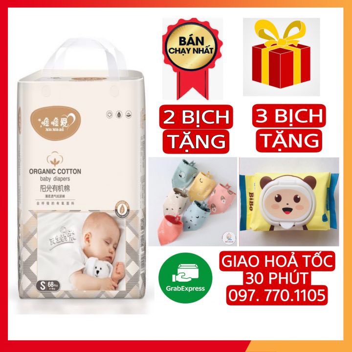 BỈM HỮU CƠ XUXUAI FREESHIP Newborn 36 S dán 68, M dán 60, M quần 50, L quần 48, XL quần 44, XXL quần 42.