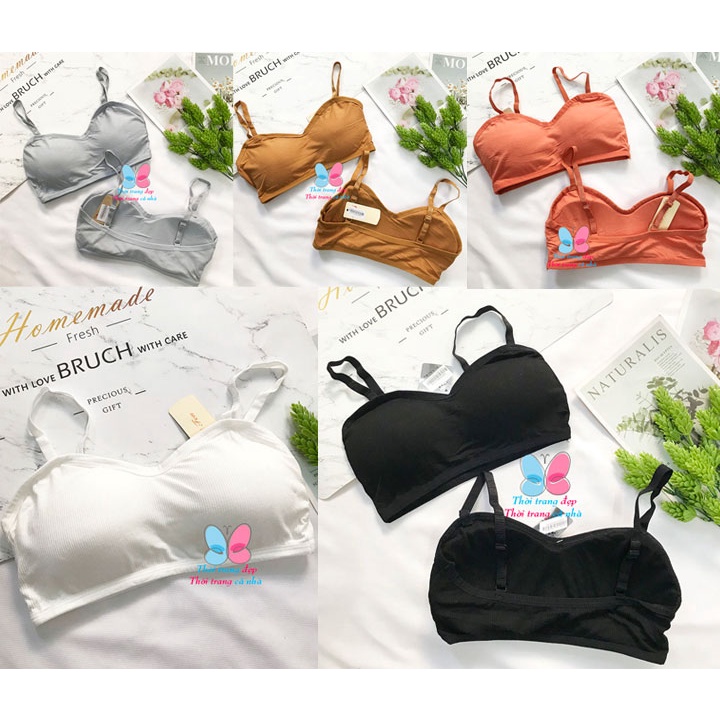 Áo bra ống phối 2 dây thun cotton tăm gân co giãn - bra9922 | BigBuy360 - bigbuy360.vn