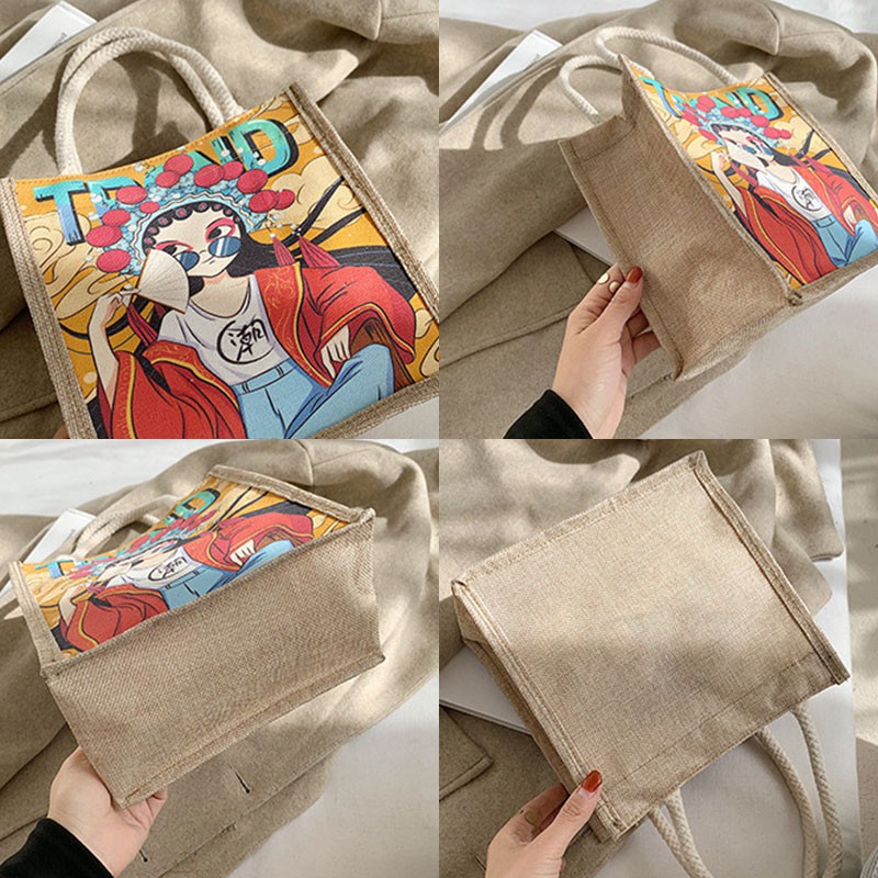 Túi Tote Nhỏ Bằng Canvas Linen Phong Cách Hàn Quốc Thời Trang Dành Cho Nữ