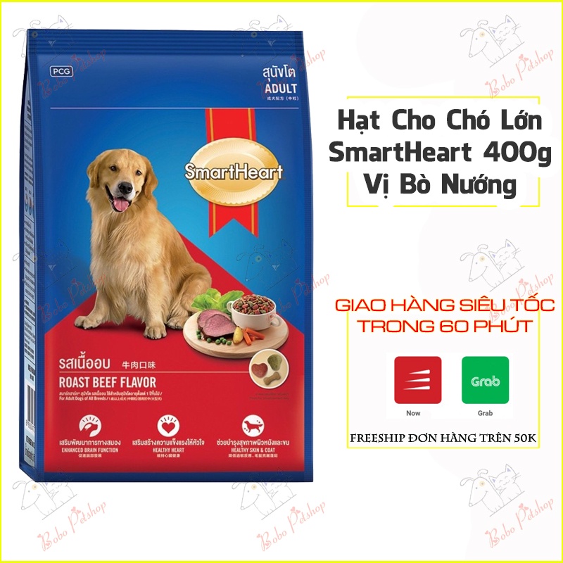 Thức Ăn Cho Chó SmartHeart Gói 400g Dành Cho Chó Trưởng Thành Vị Thịt Bò Nướng Bổ Sung Dầu Cá - Bobo Pet Shop Hà Nội