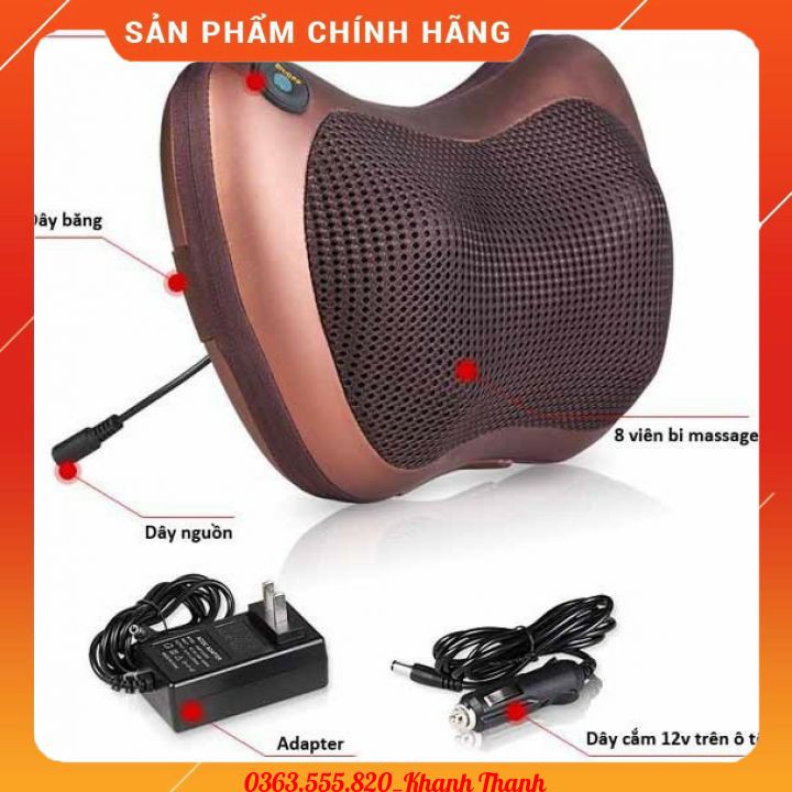 Gối massage hồng ngoại Hàn Quốc 8028 - 8 bi 2 chiều - Massage hồng ngoại sưởi ấm, xạ trị liệu vật lý hiệu quả