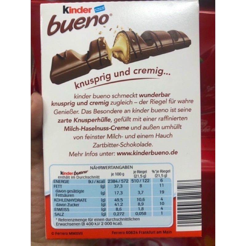 Socola Kinder Bueno 6 thanh129g