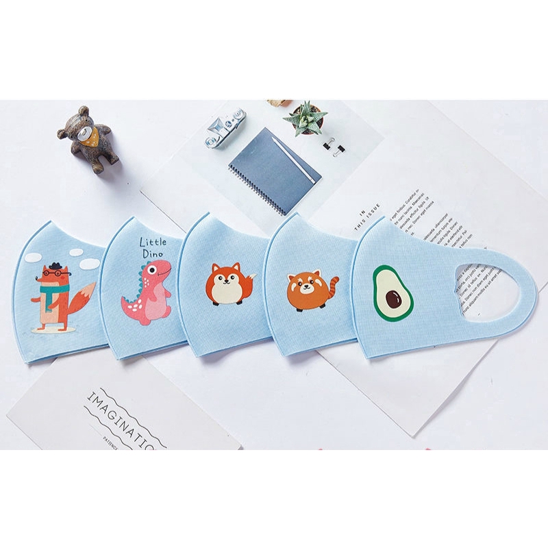 Khẩu trang vải cotton họa tiết hoạt hình 3d có thể giặt sạch cho trẻ em