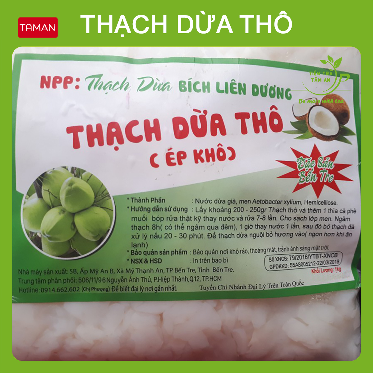 [Mã TIEMTA5K0 giảm 50%] Sỉ 1kg Thạch dừa thô - Thạch dừa thô Bích Liên Dương - Thạch dừa thô Minh Tâm tặng hương dừa | BigBuy360 - bigbuy360.vn