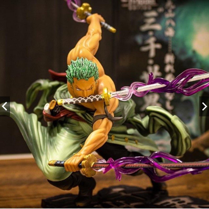 Mô hình One Piece Nhân Vật Kiếm Sĩ Roronoa Zoro Múa Kiếm Hiệu Ứng Đẹp - Cao 18cm