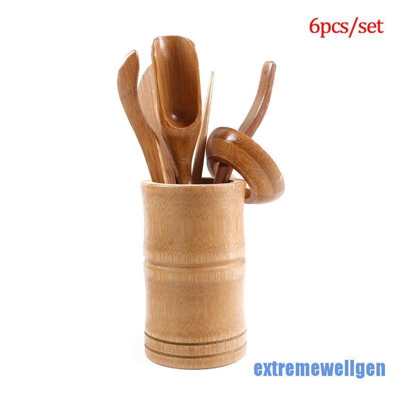 Bộ 6 Dụng Cụ Pha Trà Bằng Gỗ Tre 0527