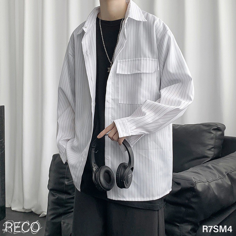 Áo sơ mi nam nữ Hàn Quốc cao cấp dáng rộng dài tay Shirt Loose R7SM4