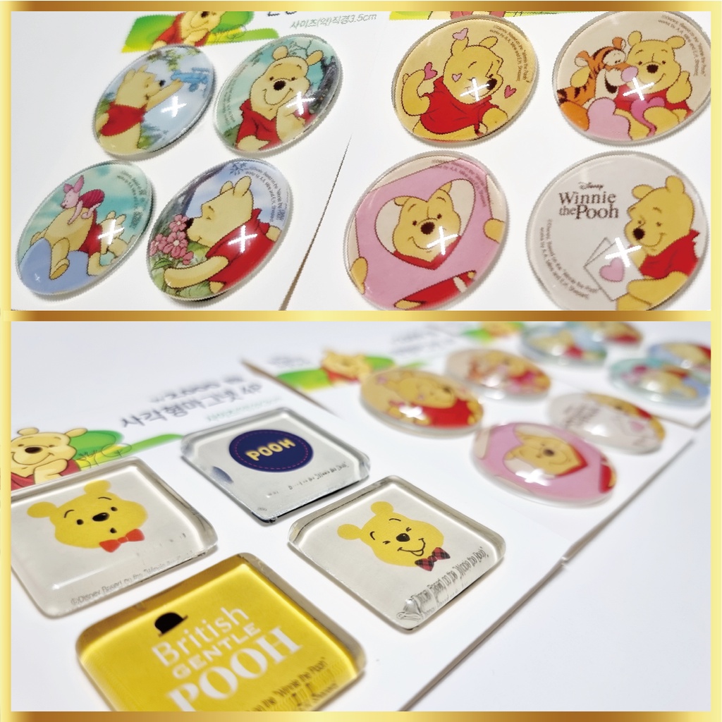 Disney Set 4 Nam Châm Hít Tủ Lạnh Hình Gấu Pooh Đáng Yêu