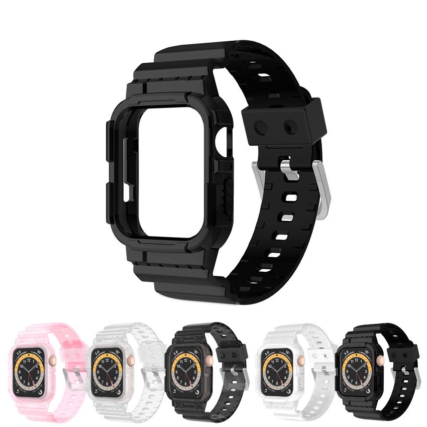 Ốp Silicone Trong Suốt + Dây Đeo Kiểu Dáng Thể Thao Dành Cho Apple Watch Series ultra 8 SE 6 5 4 3 2 i-Watch 49mm 38 40 42 44 MM