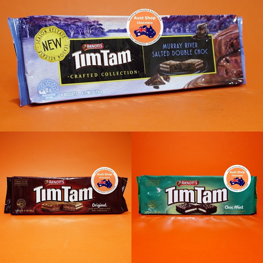 Bánh quy nhân kem phủ socola Timtam combo 3 gói các loại Arnott's Tim Tam pack 3 variety - OZ - Aust Shop Chocolate