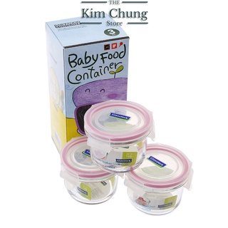 Bộ 3 Hộp Thủy Tinh Đựng Đồ Ăn Dặm Glasslock 165ml Hàn Quốc GL545 - Hàng chính hãng