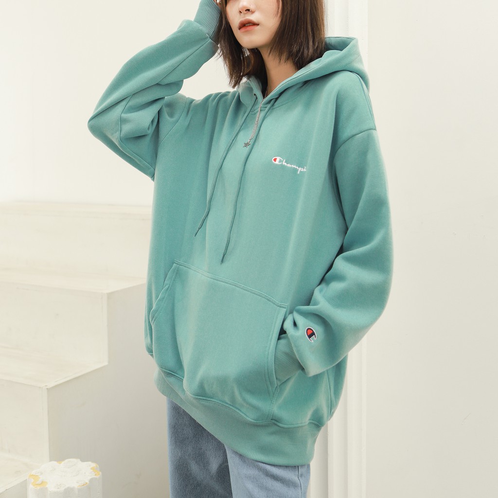 Áo Hoodie Thêu Logo Champion Sắc Nét Phía Trước-Chất Vải Nỉ Bông Cotton-Form Rộng Rãi Unisex Nam Nữ-Màu Xanh Mint | BigBuy360 - bigbuy360.vn