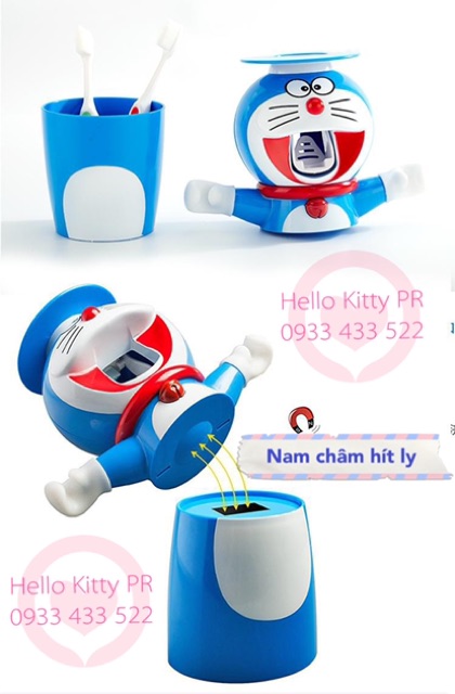 Dụng cụ lấy kem đánh răng tự động kèm ly Doremon Doraemon