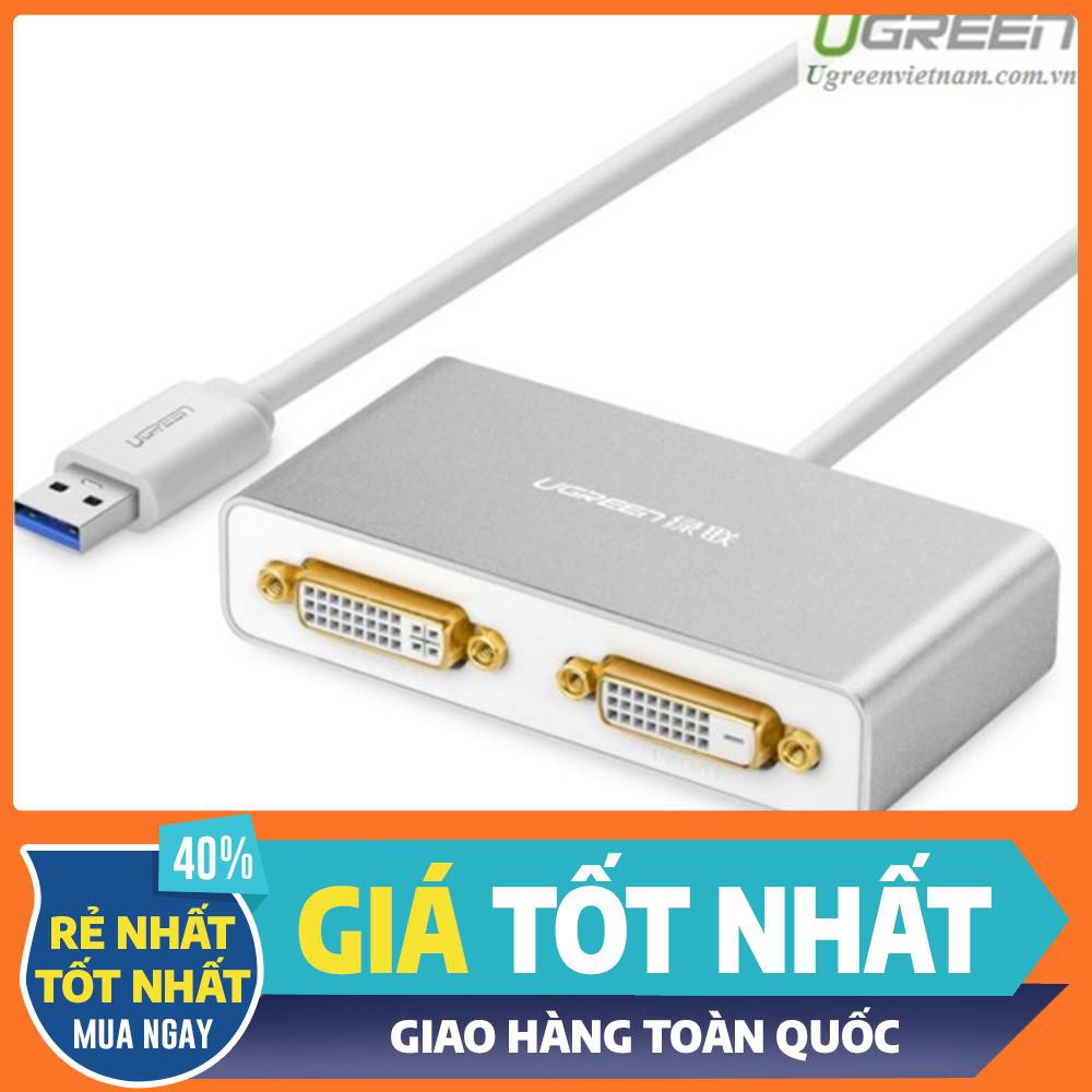 Cáp chuyển đổi USB 3.0 ra 2 cổng DVI chính hãng Ugreen 40246 cao cấp