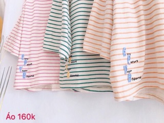 Áo thun sọc ngang cổ bẻ