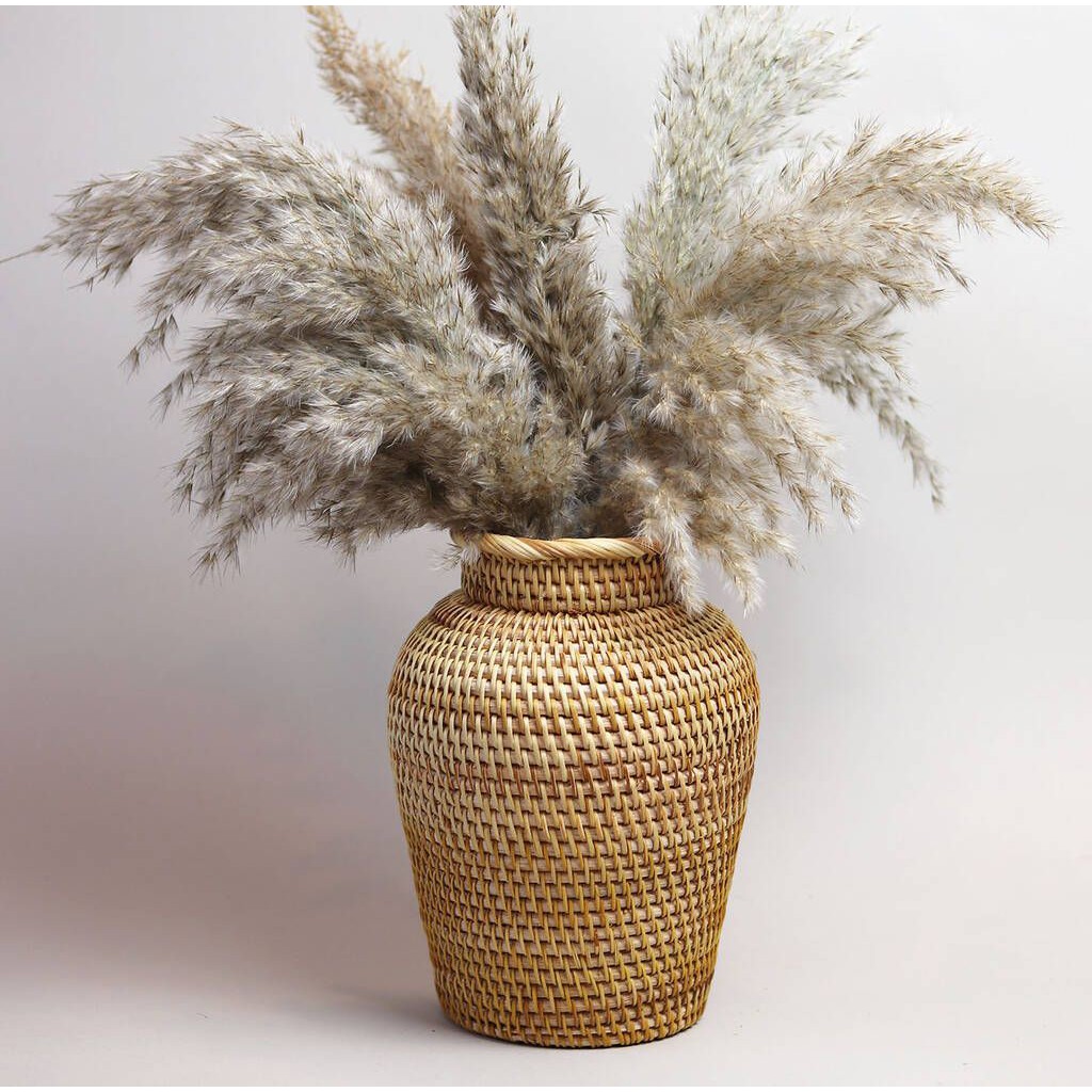 Lọ Cắm Hoa, Bình Cắm Hoa Mây Tre Đan, Kích Thước Cao 20cm x Phi 15cm