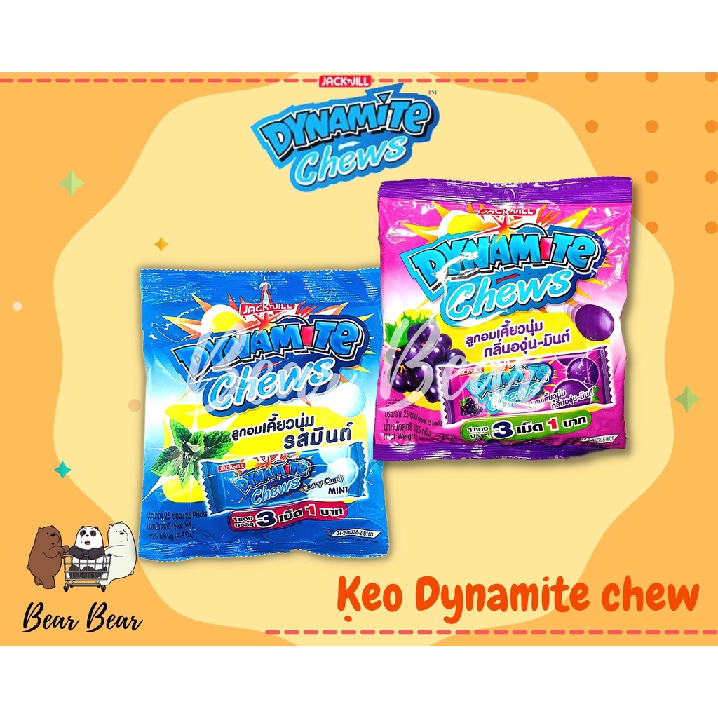 Kẹo bạc hà 3 viên Dynamite Chews 125g