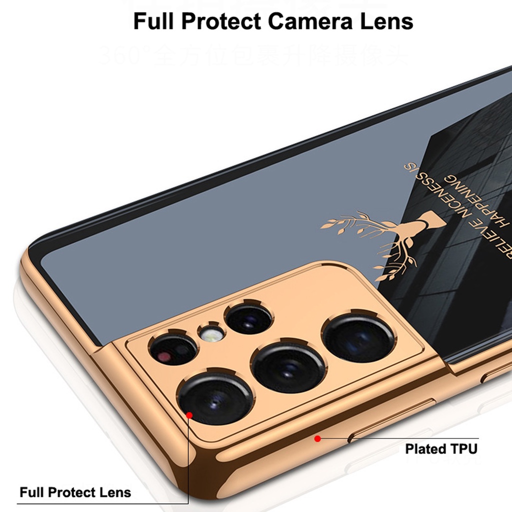 Ốp Điện Thoại TPU Mềm Mạ Màu Xanh Lá / Đen Bảo Vệ Ống Kính Máy Ảnh Cho Samsung Galaxy S23 Ultra S23 Plus 5G