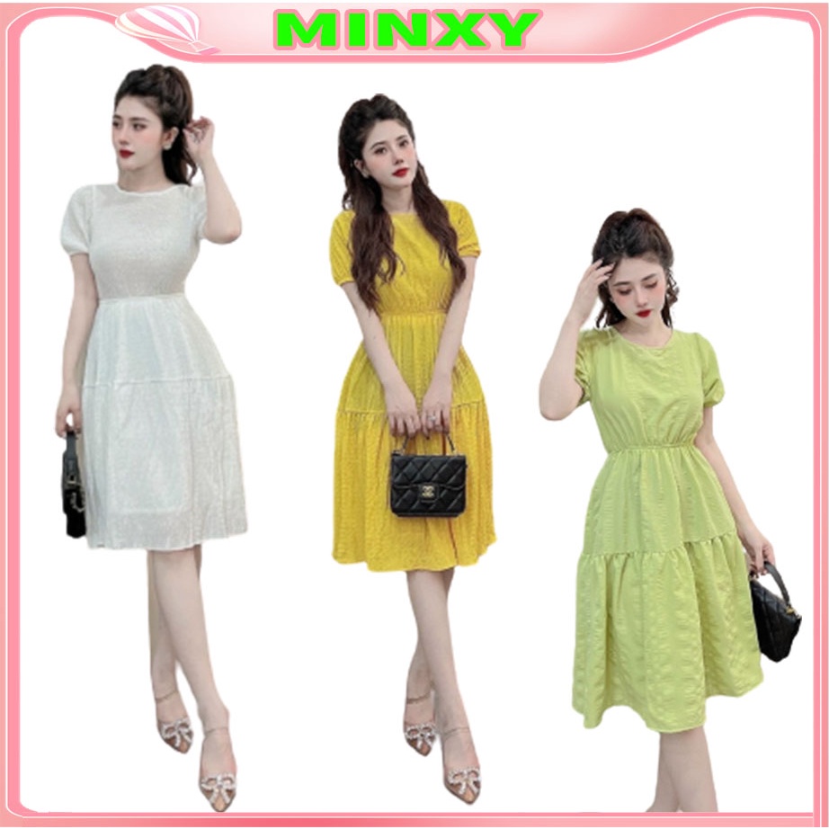 Váy xốp siêu xinh đầm dáng suông rộng maxi chít eo xòe mát mẻ tưới trẻ -Minxy shop