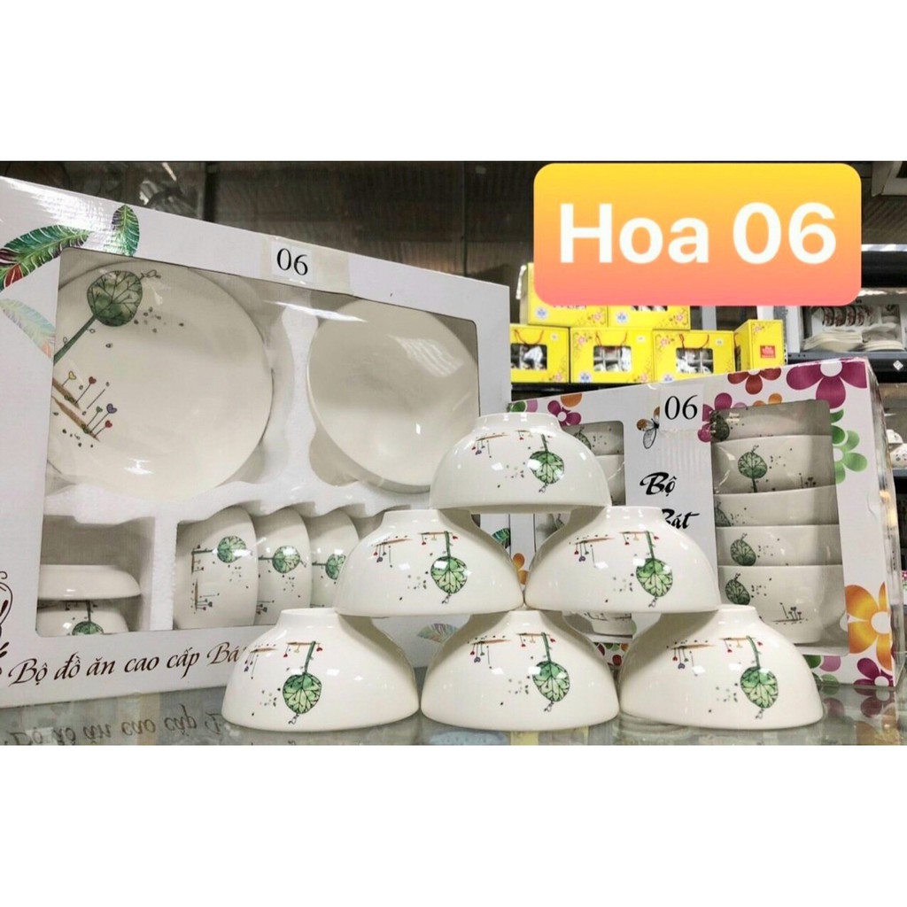Bộ Bát Đĩa 11 Món - Gốm Bát Tràng Cao Cấp- bát ăn cơm, đĩa, tô canh, đĩa gia vị, bát nước chấm