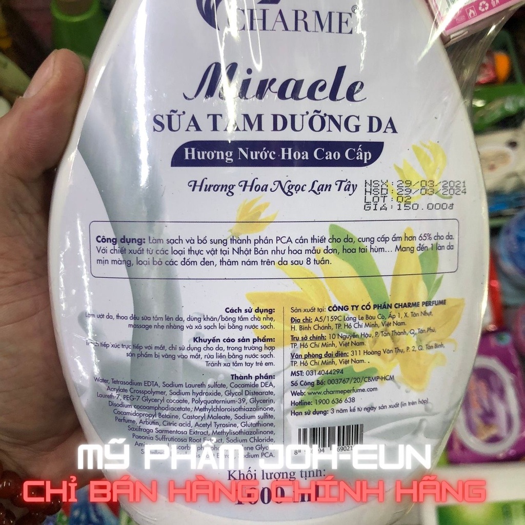 Sữa Tắm Miracle 1000ml Hương Nước Hoa Ngọc Lan Tây &amp; Oải Hương ( tặng kèm chai nước hoa nhỏ)