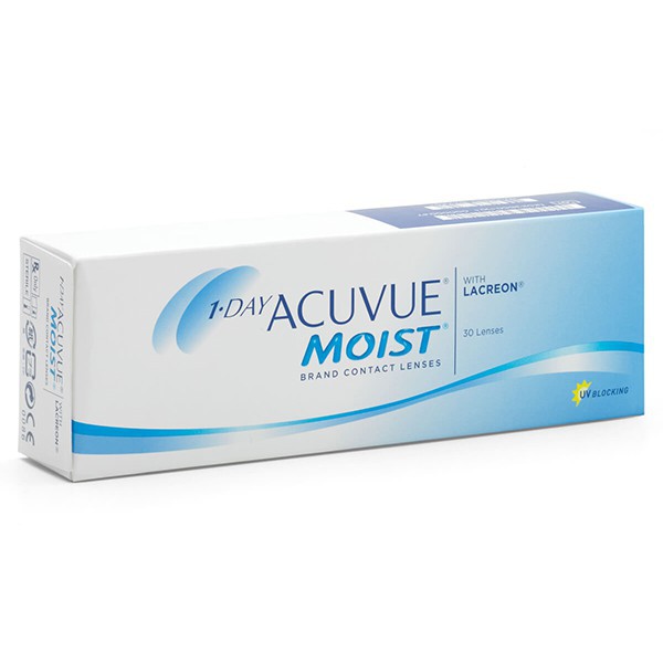 Kính áp tròng 1 ngày Acuvue Moist không màu giữ ẩm - công nghệ Lacreon - 1 lens (1 chiếc)