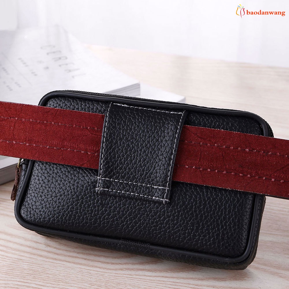 Túi Da Pu Đeo Hông Đựng Điện Thoại Đa Năng Cho Nam